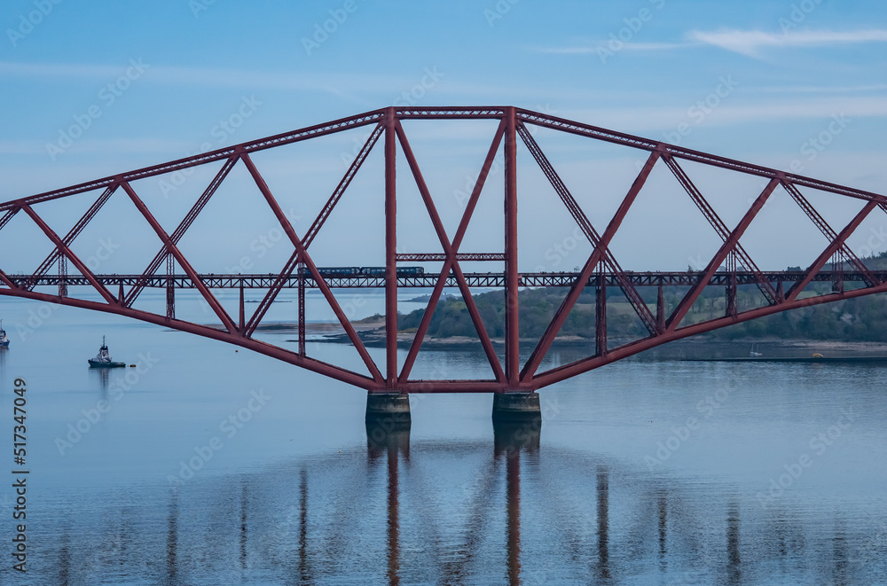 Train on the Queensferry crossing railway bridge Train on the Queensferry crossing railway bridge