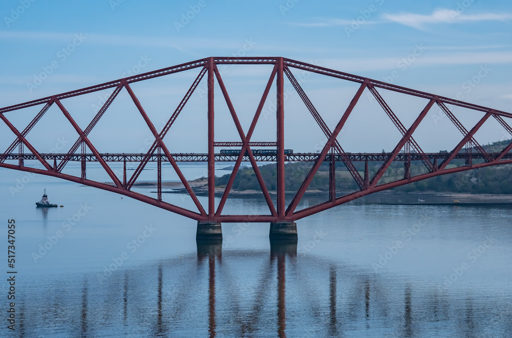 Train on the Queensferry crossing railway bridge Train on the Queensferry crossing railway bridge