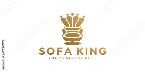 sofa and crown logo design  king sofa  royal chair
