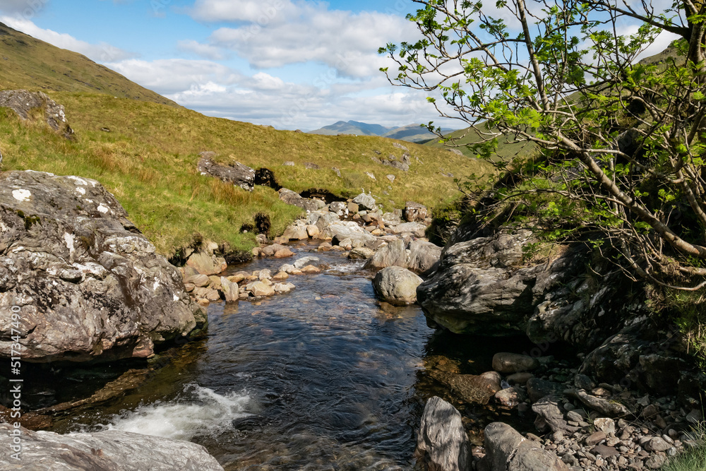 A little fresh water pool in a beautiful green Scottish mountainous scenery in summer 