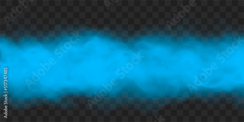 Blue cloudiness. Smoke, fog or gas clouds. Vector illustration isolated on transparent background.