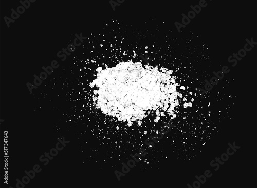 A scattering of crystals of sugar or salt. Realistic vector illustration isolated on transparent background.