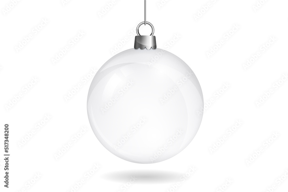 White or silver christmas ball isolated on white background. Ball with ...