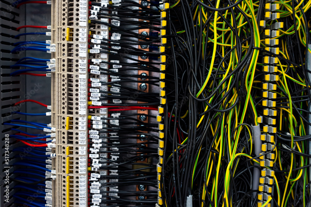 Electrical wiring harnesses connected to terminals in the control