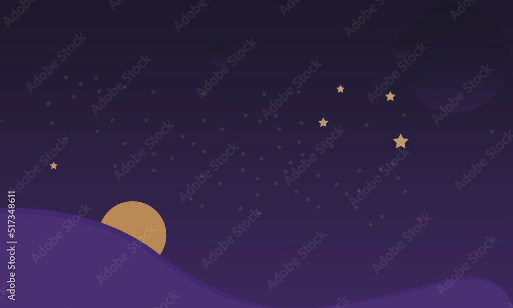 Space background with moon and stars. Vector illustration. EPS 10.
