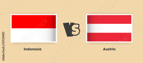 Indonesia vs Austria flags placed side by side. Creative stylish national flags of Indonesia and Austria with background