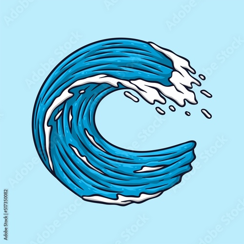 Waves Circle Cartoon vector Illustration