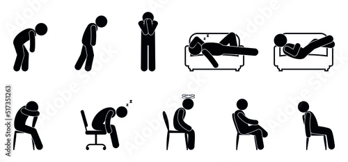 stickman resting, overwork icon, stick figure man resting, isolated human vector silhouettes