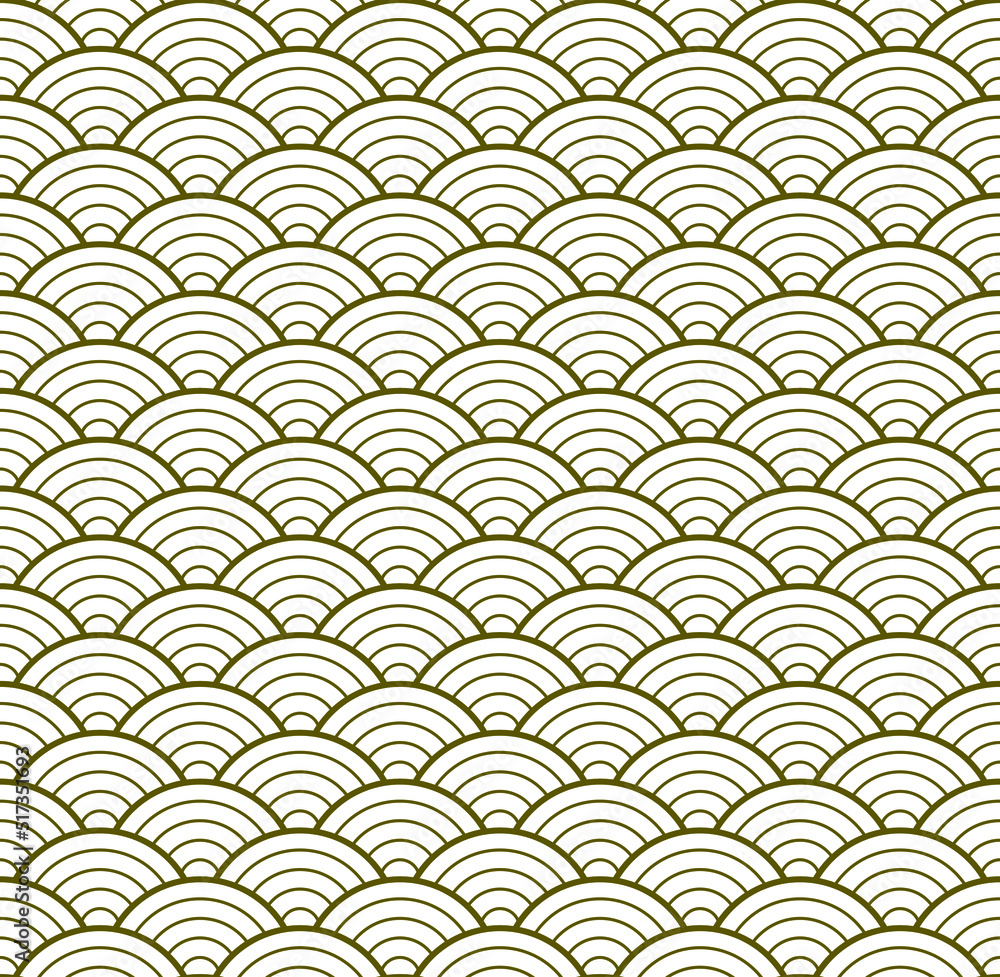 Seamless Geometric Pattern. Japanese Waves. 5 Radial Lines. Seamless Geometric Pattern. Japanese Waves. 5 Radial Lines.