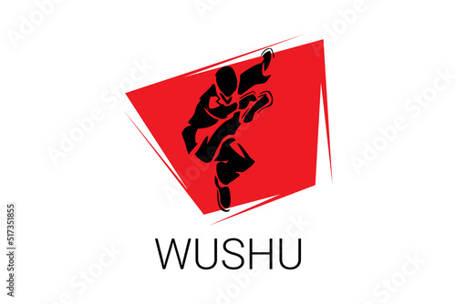wushu sport vector line icon. sportman, fighting stance. sport pictogram illustration.