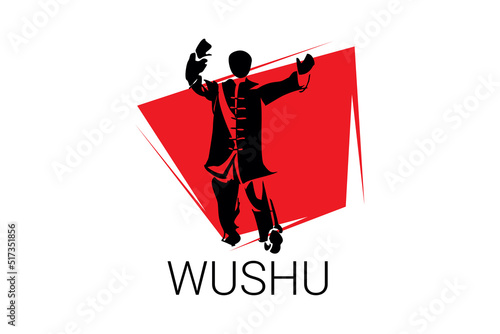 wushu sport vector line icon. sportman, fighting stance. sport pictogram illustration.