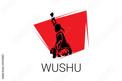 wushu sport vector line icon. sportman, fighting stance. sport pictogram illustration.