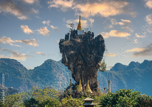 View of Kyauk Ka Lat pagoda, in Hpa An, Myanmar photo