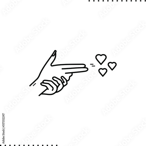 hands gesture gun with hearts, love and shoot hearts 