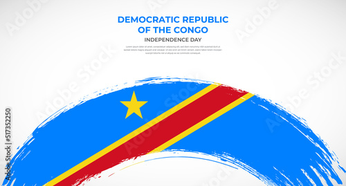 Abstract brush flag of Democratic Republic of the Congo in rounded brush stroke effect vector illustration