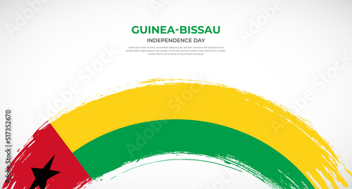 Abstract brush flag of Guinea-Bissau in rounded brush stroke effect vector illustration