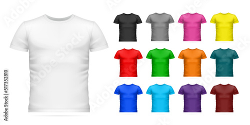 Realistic T shirt Mockup Color Icon Set