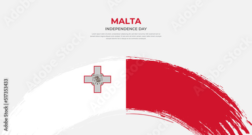 Abstract brush flag of Malta in rounded brush stroke effect vector illustration