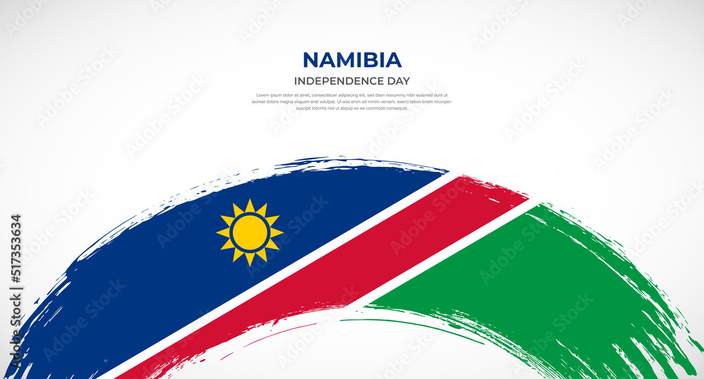 Abstract brush flag of Namibia in rounded brush stroke effect vector illustration