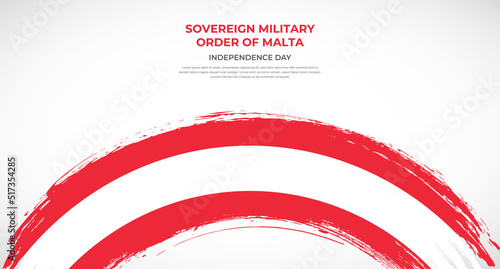 Abstract brush flag of Sovereign Military Order of Malta in rounded brush stroke effect vector illustration