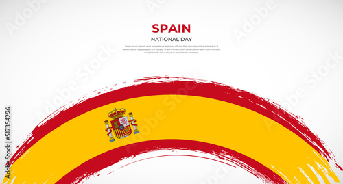 Abstract brush flag of Spain in rounded brush stroke effect vector illustration