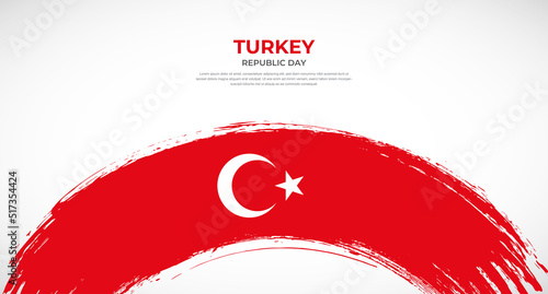 Abstract brush flag of Turkey in rounded brush stroke effect vector illustration