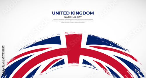 Abstract brush flag of United Kingdom in rounded brush stroke effect vector illustration