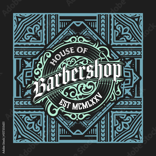Vintage Barbershop label in vintage style