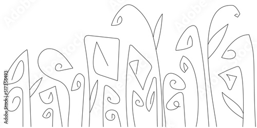 Witch house vector abstract floral background, hooked grass