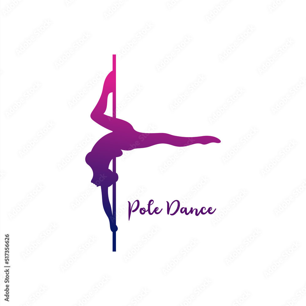 Pole dance logo illustration. Vector of girl and pole suitable for logotype, icon, logo, banner, brand, clothes and etc