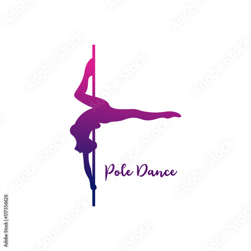 Pole dance logo illustration. Vector of girl and pole suitable for logotype, icon, logo, banner, brand, clothes and etc