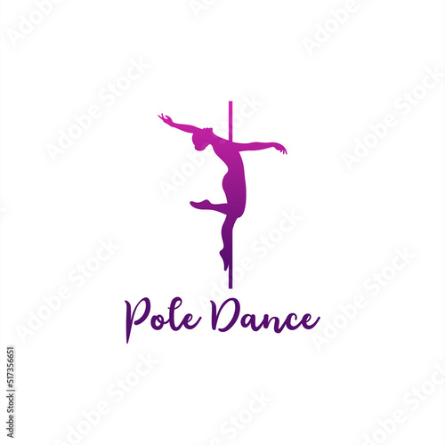 Pole dance logo illustration. Vector of girl and pole suitable for logotype, icon, logo, banner, brand, clothes and etc