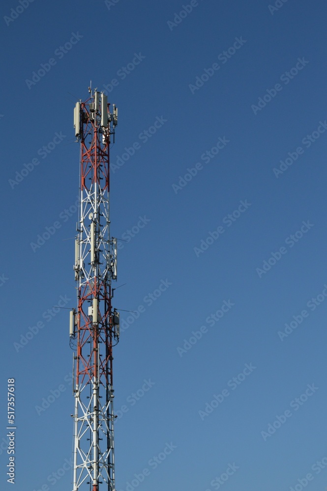 Telecommunication tower for broadcasting 4G and 5G mobile signal Telecommunication tower for broadcasting 4G and 5G mobile signal