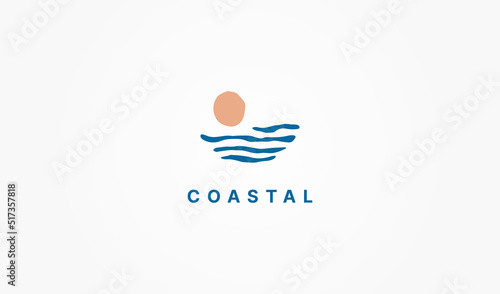 Abstract Coastal Beach Logo. Usable for Business Holiday and Branding Logos. Flat Vector Logo Design Template Element