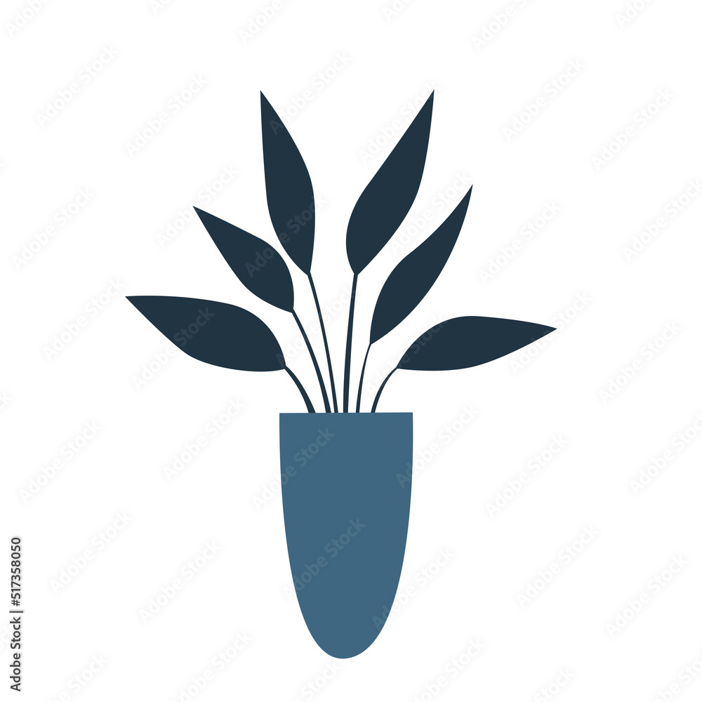 Vase Plant Branch Leaf Handpainted Domestic Houseplant Pot Decor Graphic Boho Poster Element Icon Pattern Background Vase Plant Branch Leaf Handpainted Domestic Houseplant Pot Decor Graphic Boho Poster Element Icon Pattern Background