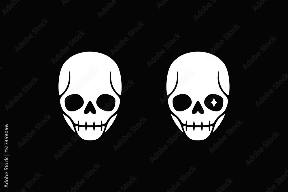 Skull Head Negative Space Logo