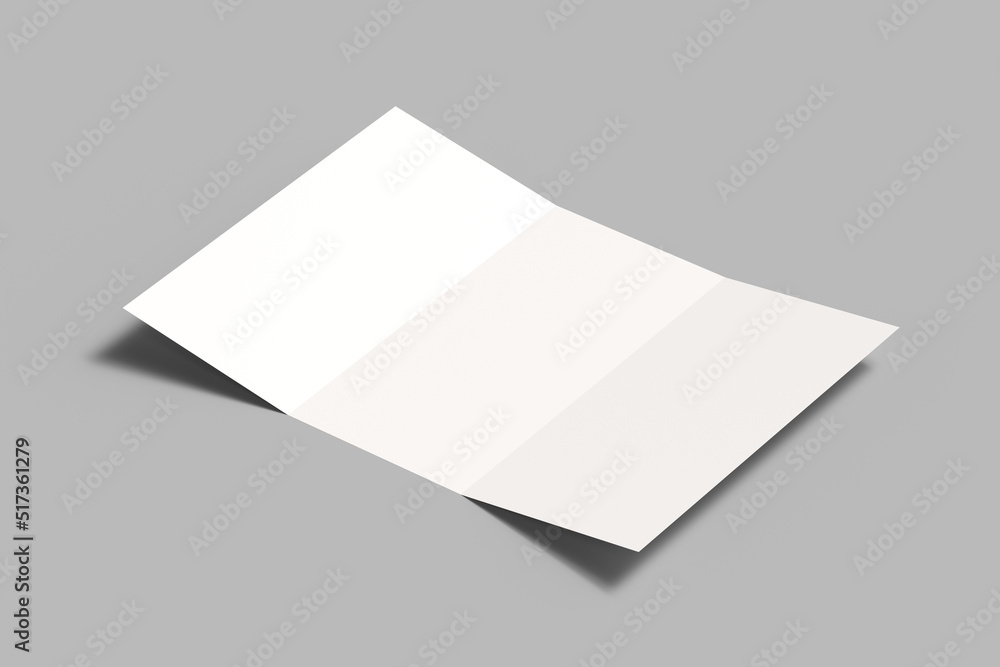 Blank white tri folded brochure mockup.3d render Blank white tri folded brochure mockup.3d render