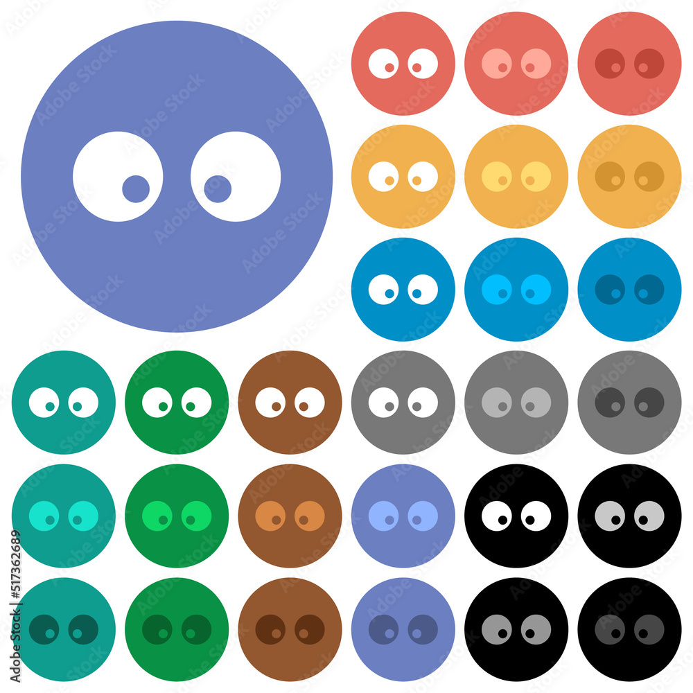 Watching eyes solid round flat multi colored icons Watching eyes solid round flat multi colored icons
