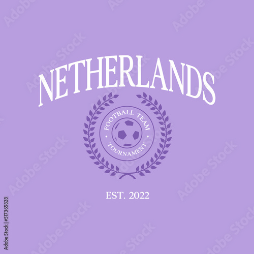 Football national team Netherlands print design. Typography graphics for sportswear and apparel. Vector illustration.