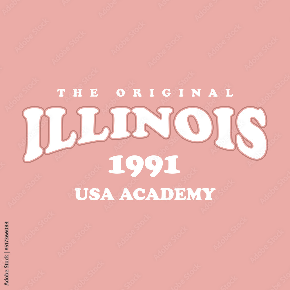 Illinois design for t-shirt. College tee shirt print. Typography graphics for sportswear and apparel. Vector illustration.