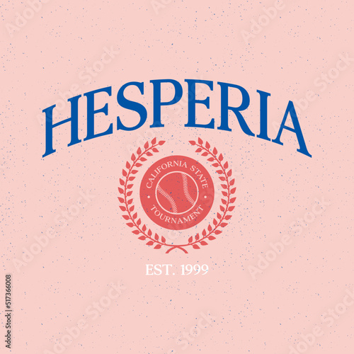 Baseball team Hesperia, California print design. Typography graphics for sportswear and apparel. Vector illustration. photo