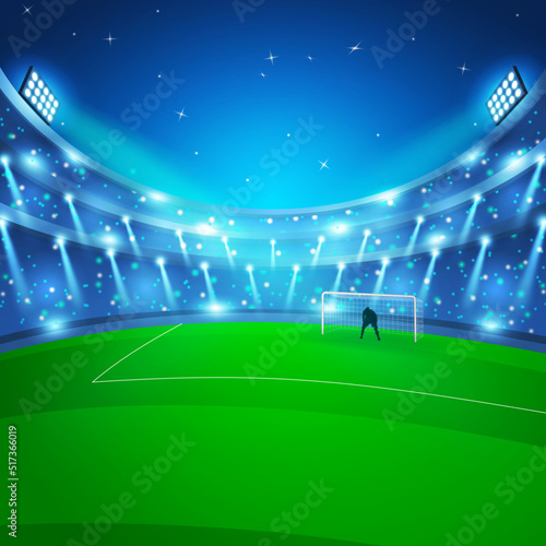 football stadium background, 4000 x 4000 px, with public illuminated in the night sky