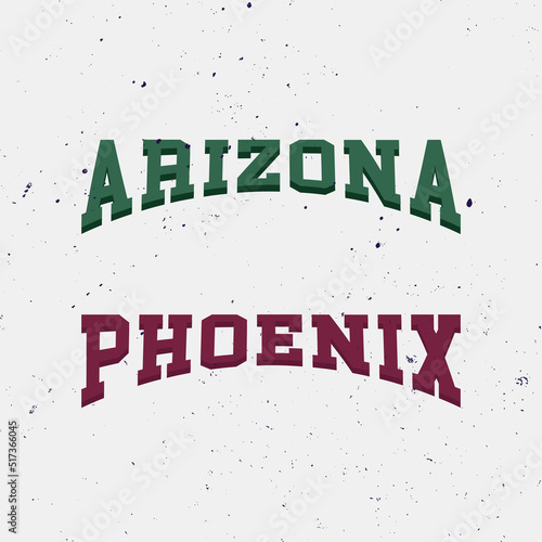 Phoenix, Arizona design for t-shirt. College tee shirt print. Typography graphics for sportswear and apparel. Vector illustration.