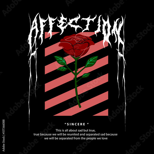 Metal rose vector streetwear design graphic