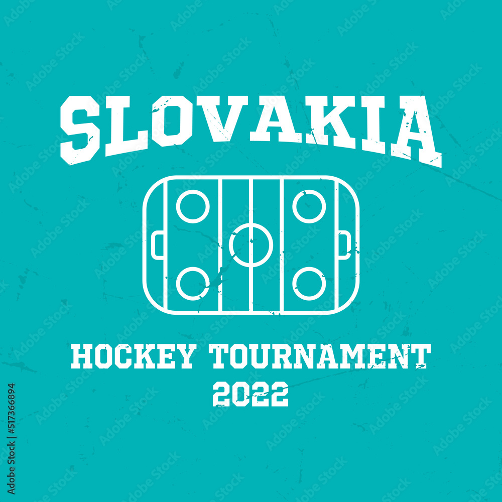 Obraz premium t-shirt or sweatshirt , hoodie design ice hockey tournament Slovakia national team with hockey rink. Vintage illustration.