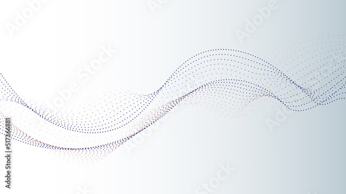 Abstract black dots wave flowing particles on white background