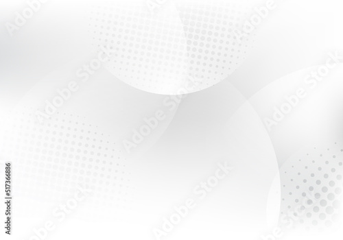 Abstract white and gray circles background with halftone radial elements