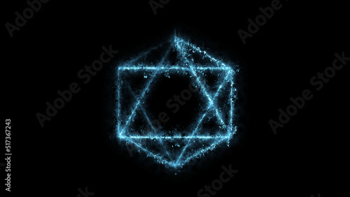 Hexagram - Star of David - Geometric Minimalistic Background - Rectangle and Square illustration with fire FX for scifi images and texts