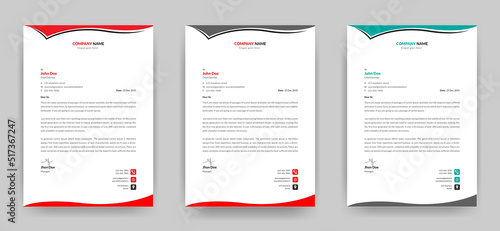 Professional creative letterhead template design for your Company and business a4 size with three color variations