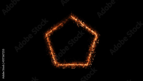 Penthagon Geometric Minimalistic Background - Rectangle and Square illustration with fire FX for scifi images and texts